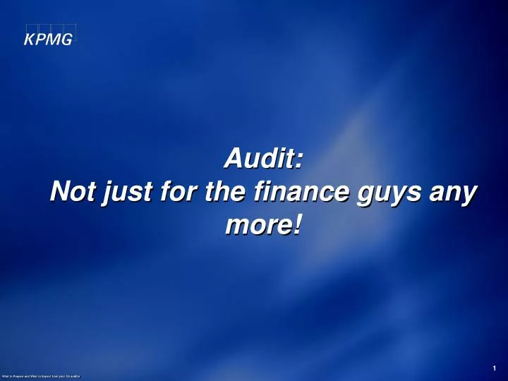 audit not just for the finance guys any more