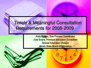 Timely &amp; Meaningful Consultation Requirements for 2008-2009
