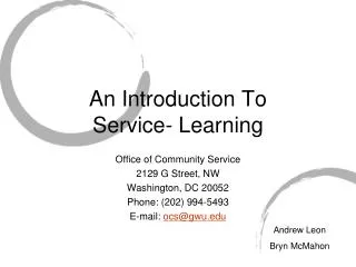 An Introduction To Service- Learning