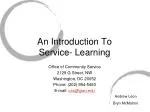 An Introduction To Service- Learning