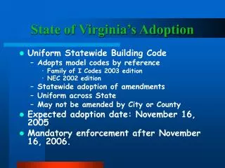 State of Virginia’s Adoption