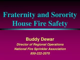 Fraternity and Sorority House Fire Safety