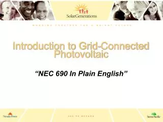 Introduction to Grid-Connected Photovoltaic “NEC 690 In Plain English”