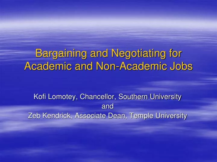 bargaining and negotiating for academic and non academic jobs