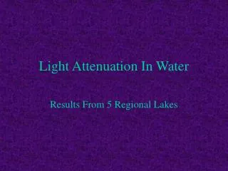 Light Attenuation In Water