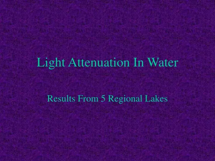 light attenuation in water