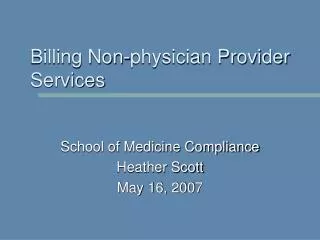 Billing Non-physician Provider Services