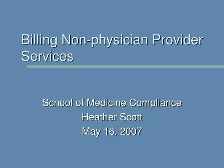 billing non physician provider services