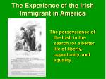The Experience of the Irish Immigrant in America