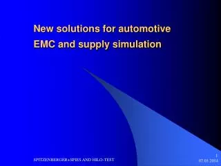 New solutions for automotive EMC and supply simulation