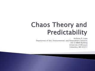 Chaos Theory and Predictability