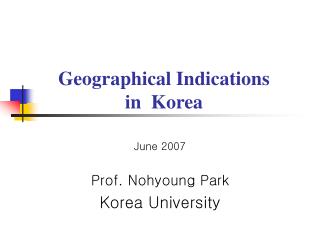 Geographical Indications in Korea