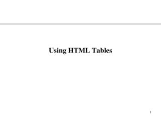 Using HTML Tables