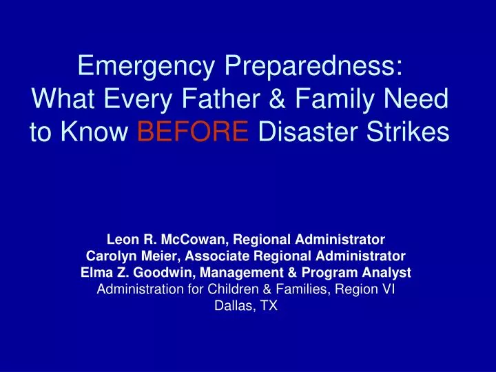 emergency preparedness what every father family need to know before disaster strikes