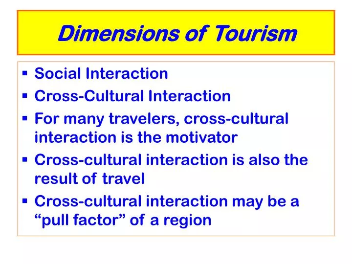 dimensions of tourism