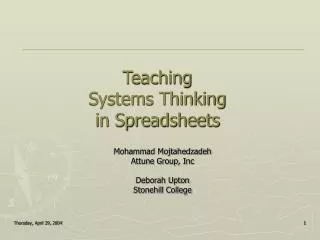 Teaching Systems Thinking in Spreadsheets
