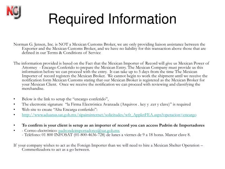 required information