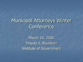 Municipal Attorneys Winter Conference