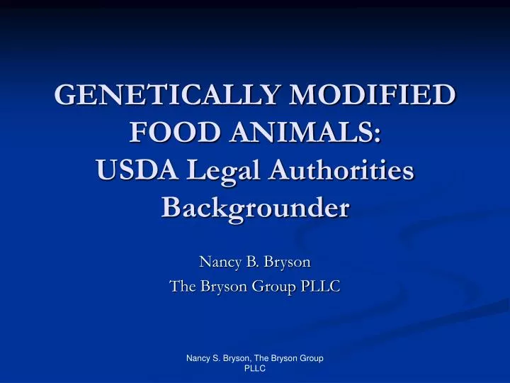 genetically modified food animals usda legal authorities backgrounder