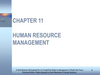 CHAPTER 11 HUMAN RESOURCE MANAGEMENT