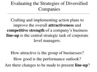 Evaluating the Strategies of Diversified Companies