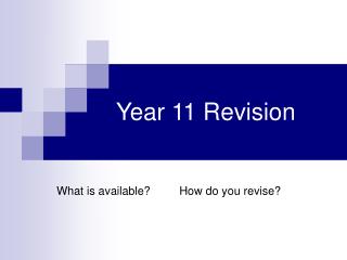 Year 11 Revision