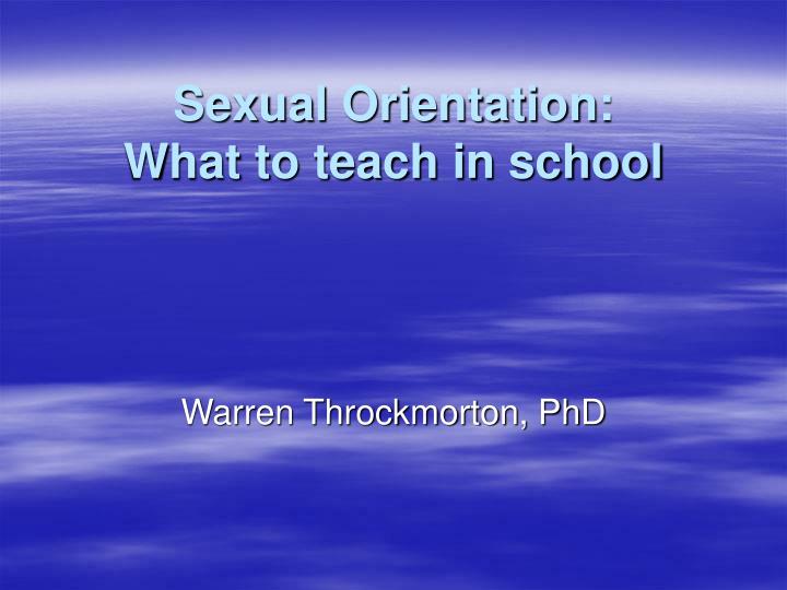 sexual orientation what to teach in school