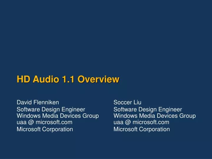 hd audio 1 1 overview