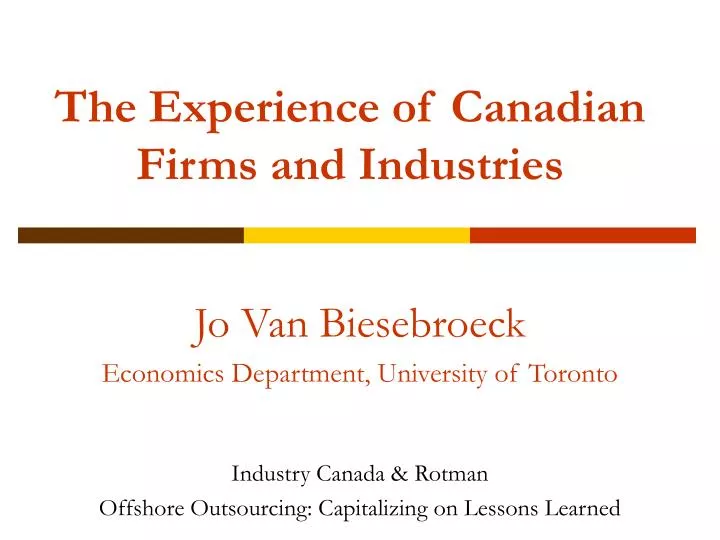 the experience of canadian firms and industries