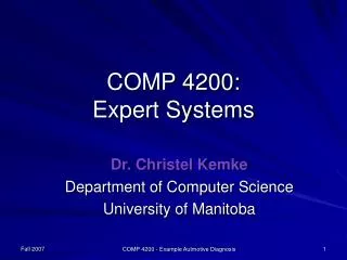 COMP 4200: Expert Systems
