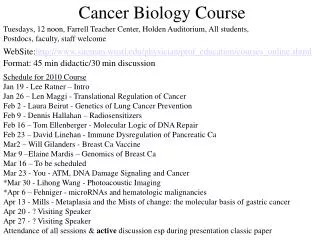 Cancer Biology Course