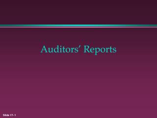 Auditors’ Reports