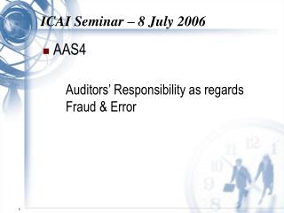 ICAI Seminar – 8 July 2006