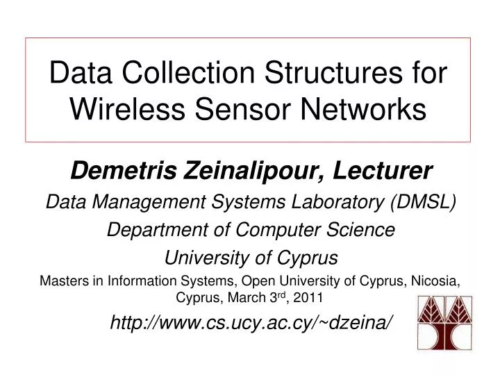 data collection structures for wireless sensor networks