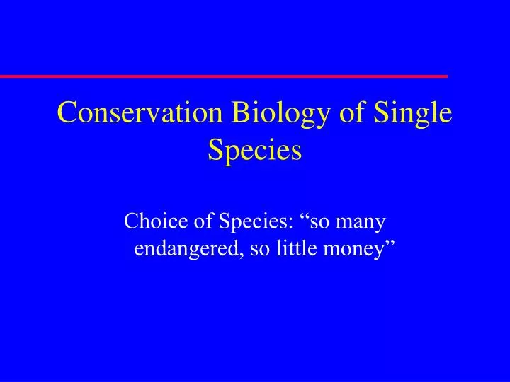 conservation biology of single species