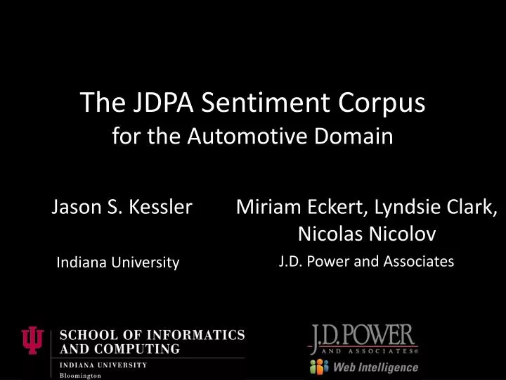 the jdpa sentiment corpus for the automotive domain