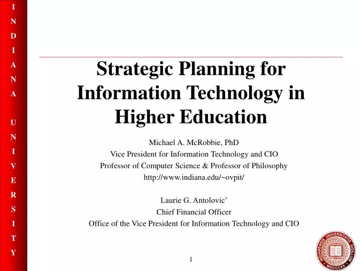 strategic planning for information technology in higher education