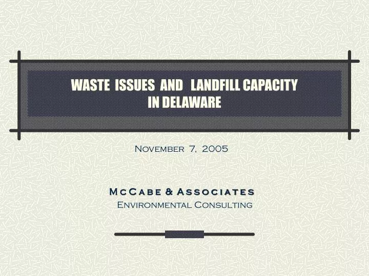 waste issues and landfill capacity in delaware
