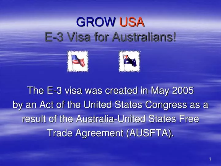 grow usa e 3 visa for australians
