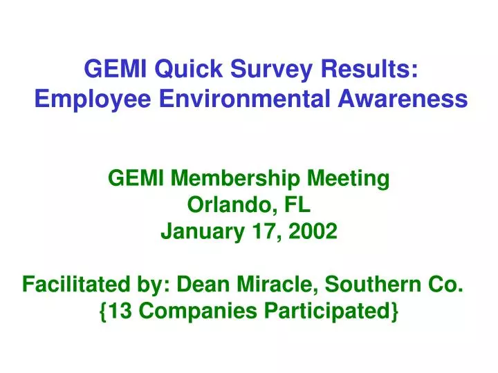 gemi quick survey results employee environmental awareness