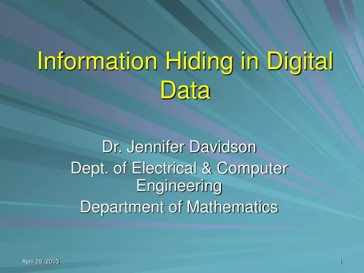 information hiding in digital data