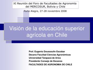 Visión de la educación superior agrícola en Chile