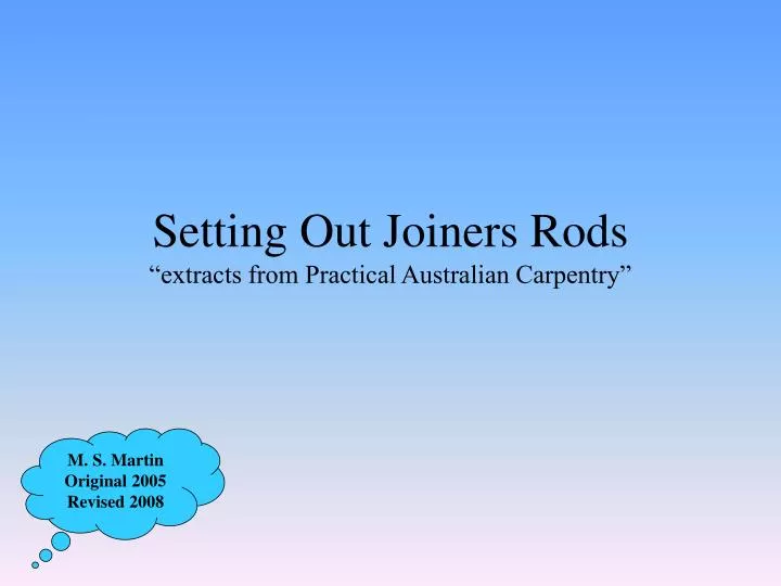 setting out joiners rods extracts from practical australian carpentry
