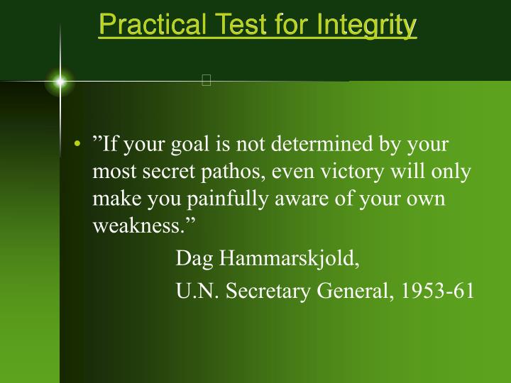 practical test for integrity