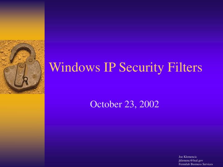 windows ip security filters