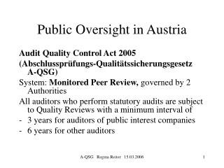 Public Oversight in Austria