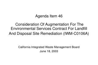California Integrated Waste Management Board June 18, 2003