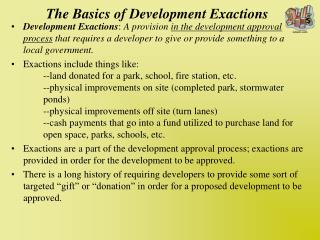 The Basics of Development Exactions