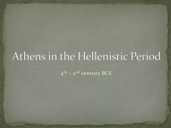 athens in the hellenistic period