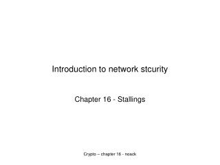 Introduction to network stcurity